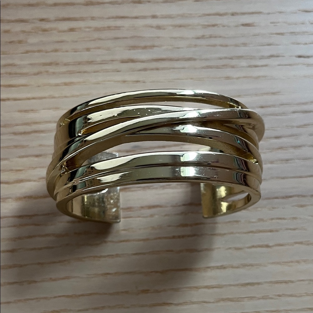 LOFT Cuff Bracelet Gold Tone Sculptural